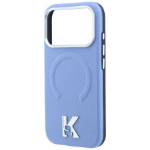 KARL LAGERFELD case for IPHONE 18 Pro / 17 Pro compatible with MagSafe (Grained Embossed Ring &amp; Kameo Logo) light bl