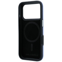 KARL LAGERFELD case for IPHONE 18 Pro / 17 Pro compatible with MagSafe (Grained Embossed Ring &amp; Kameo Logo) light bl