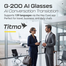 Smart AI glasses with music and recording, black glass, TITMO G-200, black