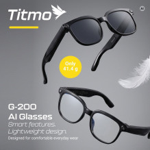 Smart AI glasses with music and recording, black glass, TITMO G-200, black