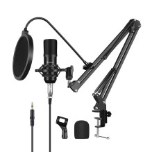 Mikrofonas - Puluz PU612B, Juodas, 20 Hz-20 kHz, 3,5 mm, USB