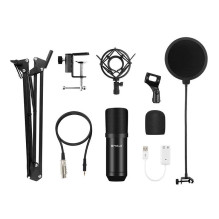 Mikrofonas - Puluz PU612B, Juodas, 20 Hz-20 kHz, 3,5 mm, USB