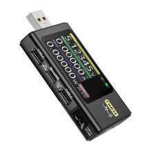 USB Prievado Testeris - FNIRSI FNB58, 2 Colių LCD, USB-A / USB-C / Micro USB, Juodas