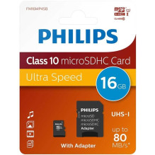 Philips 16GB micro SDHC Class 10 + Adapter FM16MP45B / 10