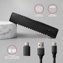 „Axagon“ išorinis HDD / SSD korpusas 2,5 colio, USB 3.2, juodas, EE25-GTR