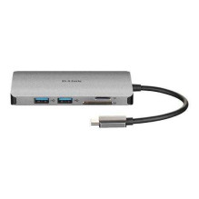 D-Link 8 viename USB-C šakotuvas su HDMI / Ethernet / kortelių skaitytuvu / maitinimo šaltiniu