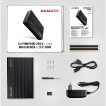 „Axagon“ išorinis HDD / SSD korpusas, 3,5 colio, USB 3.2, juodas, EE35-GTR „Axagon“ išorinis HDD / SSD korpusas, 3,5 colio, USB 3.2, juodas, EE35-GTR