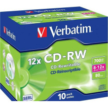 Verbatim CD-RW 700MB 8-12x Jewel Case 10 Verbatim CD-RW 700MB 8-12x Jewel Case 10