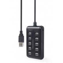 Gembird USB 2.0 šakotuvas 10 prievadų / UHB-U2P10P-01, juodas