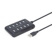 Gembird USB 2.0 šakotuvas 10 prievadų / UHB-U2P10P-01, juodas