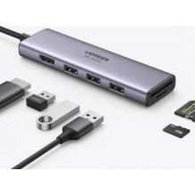 Ugreen CM511 5-in-1 Adapteris USB-C šakotuvas prie 3x USB3.0 + HDMI + TF / SD pilka Ugreen CM511 5-in-1 Adapteris USB-C šakotuvas prie 3x USB3.0 + HDMI + TF / SD pilka