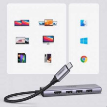 Ugreen CM511 5-in-1 Adapteris USB-C šakotuvas prie 3x USB3.0 + HDMI + TF / SD pilka Ugreen CM511 5-in-1 Adapteris USB-C šakotuvas prie 3x USB3.0 + HDMI + TF / SD pilka