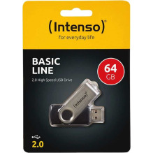 „Intenso Basic Line“ 64 GB USB 2.0 juoda / sidabrinė