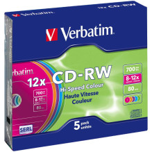 Verbatim CD-RW Colour 12x 700 MB 5 pcs
