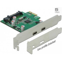 DELOCK PCIe x1 2x išorinis SuperSpeed ??USB - (USB 3.2 Gen 1) USB Tip