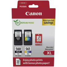 „Canon PG-560XL / CL-561XL“ spalvotas spausdintuvas + fotopopierius – ekonomiškas rinkinys