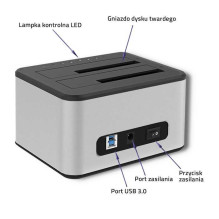 Qoltec "Qoltec 5316 2x HDD / SSD docking station, 2.5"" / 3.5"" SATA, USB 3.0
