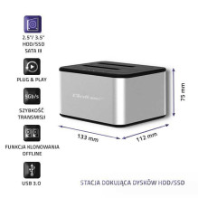 „Qoltec 5316“ 2x HDD / SSD prijungimo stotelė, 2,5'' / 3,5'' SATA, USB 3.0 „Qoltec 5316“ 2x HDD / SSD prijungimo stotelė, 2,5'' / 3,5'' SATA, USB 3.0