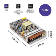 Qoltec Qoltec 50967 LED Driver IP20 , 150W , 12V , 12.5A , Slim