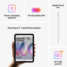 Apple iPad Mini A17 Pro Wi-Fi+Cellular 128GB Purple 7th Gen MXPR3HC / A Apple iPad Mini A17 Pro Wi-Fi+Cellular 128GB Purple 7th Gen MXPR3HC / A