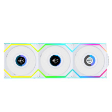 Lian Li SL belaidis LCD Ventiliatorius ARGB PWM 3-Pack su valdikliu, baltas Lian Li SL belaidis LCD Ventiliatorius ARGB PWM 3-Pack su valdikliu, baltas