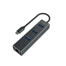 Savio USB šakotuvas 3-port USB-C 3.1 su RJ-45 Gi Savio USB šakotuvas 3-port USB-C 3.1 su RJ-45 Gi