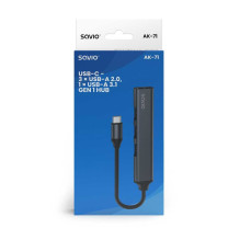 Savio USB-C šakotuvas - 3 x USB-A 2.0, 1 x USB-A 3.0 AK-71