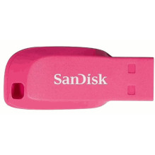 „Sandisk Cruzer Blade“ 16 GB USB 2.0 atmintinė, elektrinė rožinė „Sandisk Cruzer Blade“ 16 GB USB 2.0 atmintinė, elektrinė rožinė