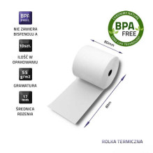 Qoltec Thermal roll 80 x 80 55g / m2 10pcs Qoltec Thermal roll 80 x 80 55g / m2 10pcs