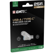 Emtec USB3.2 C tipo dvigubas D280 256GB Emtec USB3.2 C tipo dvigubas D280 256GB