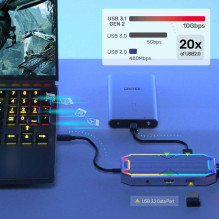 UNITEK D1029A USB-C HDMI PD 100W RGB pilka UNITEK D1029A USB-C HDMI PD 100W RGB pilka
