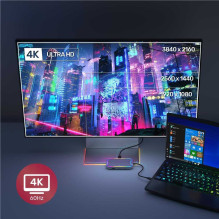 UNITEK D1029A USB-C HDMI PD 100W RGB pilka UNITEK D1029A USB-C HDMI PD 100W RGB pilka