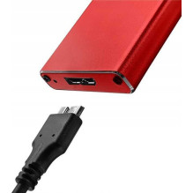 Qoltec aliuminio korpusas M.2 SATA USB 3.0 raudonas 51831