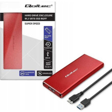 Qoltec aliuminio korpusas M.2 SATA USB 3.0 raudonas 51831