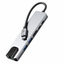 Tech-Protect Hub HB02 6in1 USB-C HDMI PD100W Pilka