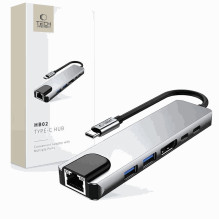 Tech-Protect Hub HB02 6in1 USB-C HDMI PD100W Pilka