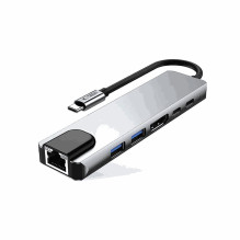 Tech-Protect Hub HB02 6in1 USB-C HDMI PD100W Pilka