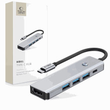 Tech-Protect šakotuvas HB01 5in1 USB-C HDMI 4K PD100W Pilka