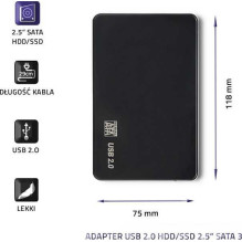 Qoltec Išorinis kietasis diskas Case 2,5'''' SATA USB 2.0 Juodas 51862 Qoltec Išorinis kietasis diskas Case 2,5'''' SATA USB 2.0 Juodas 51862