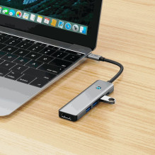 Tech-Protect šakotuvas HB01 5in1 USB-C HDMI 4K PD100W Pilka