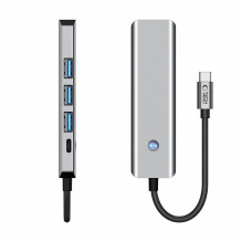 Tech-Protect šakotuvas HB01 5in1 USB-C HDMI 4K PD100W Pilka