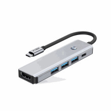 Tech-Protect šakotuvas HB01 5in1 USB-C HDMI 4K PD100W Pilka