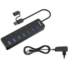 EQUIP USB šakotuvas 7-Port 3.2 Gen1 Juodas