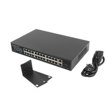 Lanberg switch 24x 1GB PoE+ / 2x GB 2x SFP rack 19" 250W Lanberg switch 24x 1GB PoE+ / 2x GB 2x SFP rack 19" 250W