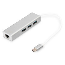 DIGITUS DA-70255 Hub USB-C 3.0 3-Port su GE-LAN