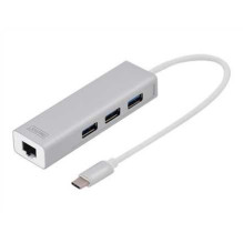 DIGITUS DA-70255 Hub USB-C 3.0 3-Port su GE-LAN