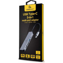„Gembird 5in1“ kelių prievadų adapteris USB C tipo