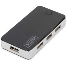 DIGITUS DA-70222 7-Port USB 2.0 Stebulė juoda / sidabrinė