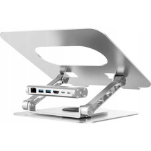 UNITEK Laptop stand + USB-C HDMI Hub Silver