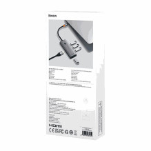 Baseus USB Hub UltraJoy 1xHDMI + 4xUSB 3.0 grey Baseus USB Hub UltraJoy 1xHDMI + 4xUSB 3.0 grey